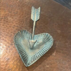 Heart-Shaped Metal Dish with Arrow